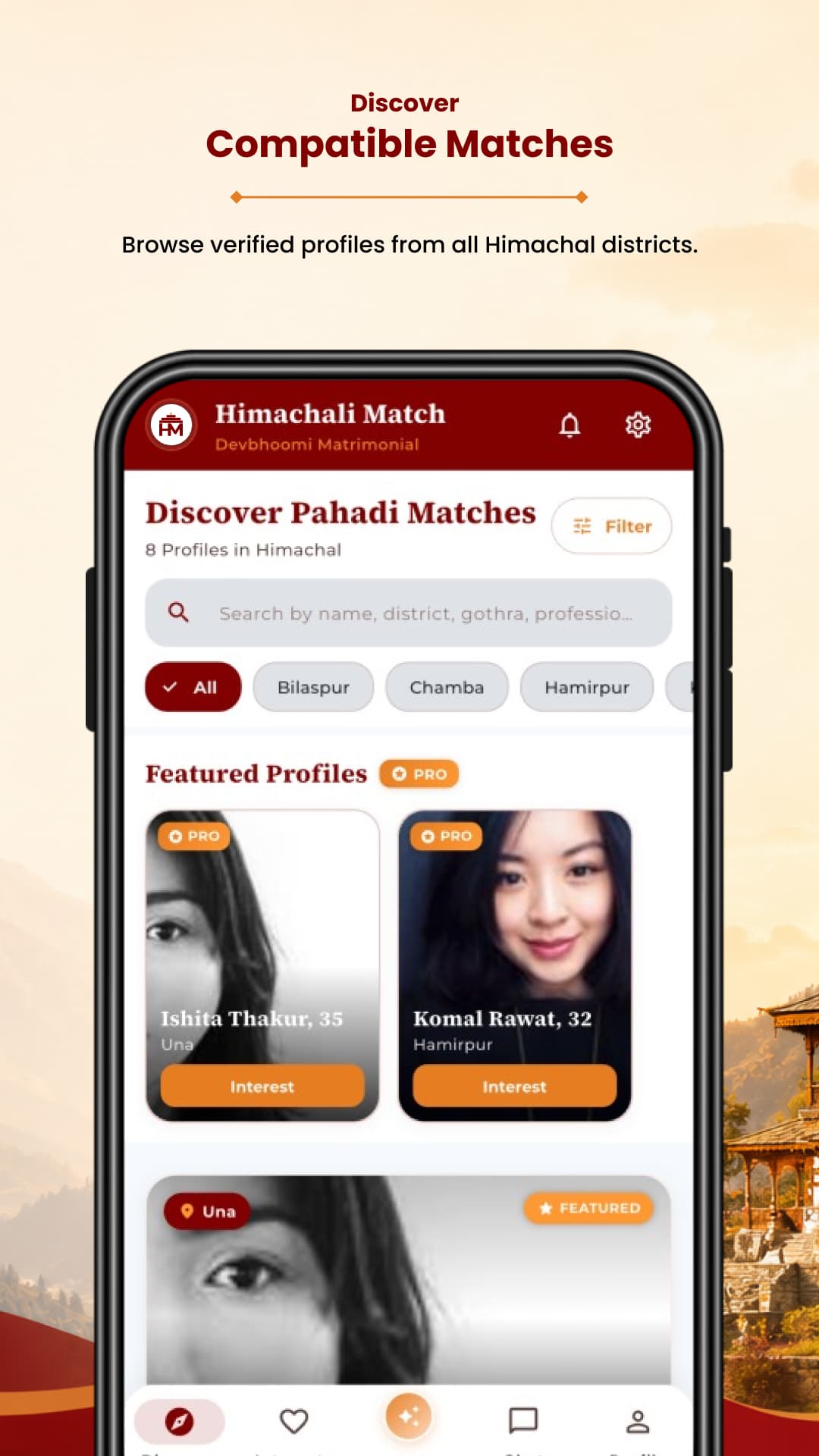 Himachali Match app — discover verified Pahadi matches